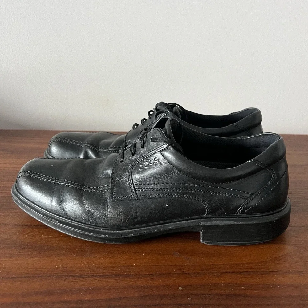 ECCO Leather Oxford Dress Shoes Black Comfort Men's Size 44